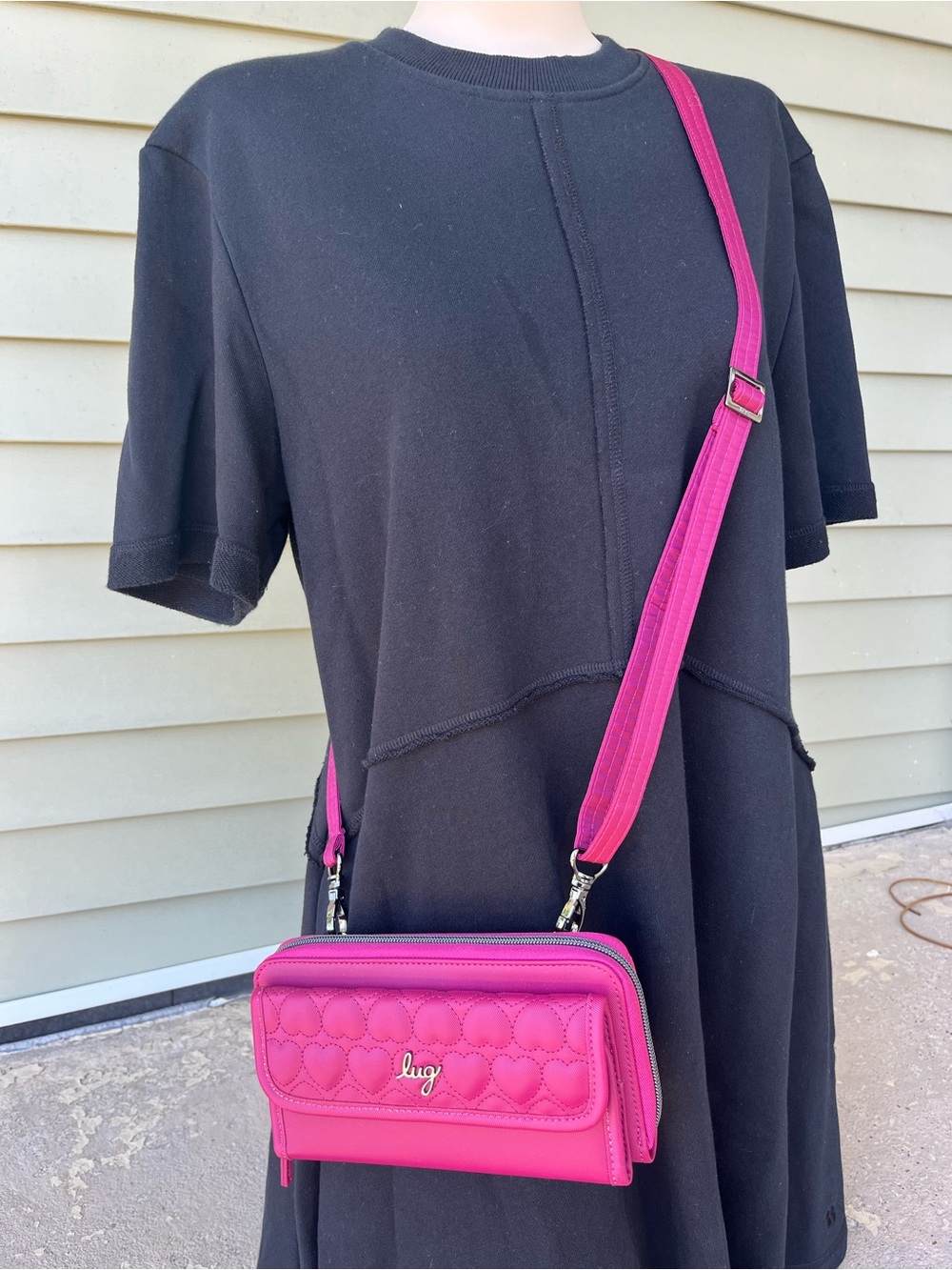 Used once Lug Pink Quilted Crossbody Wallet Bag